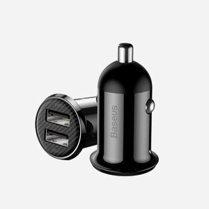 Baseus CCALLP-01 Chargeur Allume-Cigare Auto Universel Noir - 2 Ports USB 2.0, 5V/2.4A par Port, 12-24V, ABS+PC, Charge Rapide