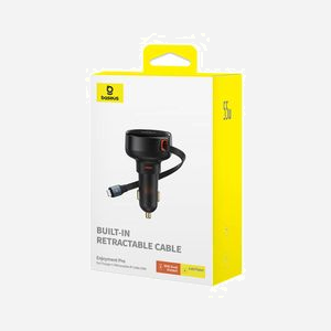 Baseus Chargeur Auto Allume-cigare 55W, 1x USB-C, Lightning, Charge Rapide, Câble 0.7m, Entrée 12-24V, ABS+PC, Noir, Compatibilité Universelle - Miniature 2