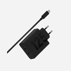 Motorola TurboPower 125W Duo Chargeur Secteur Noir Universel 2 Ports USB-C, Charge Rapide, GaN, 100-240V, câble USB-C inclus, Protection Surtension/Surchauffe - Miniature 2