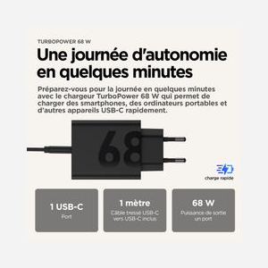 Motorola Chargeur Secteur 68W TurboPower Universel Noir - USB-C, GaN, 100-240V, 50/60Hz, Charge Rapide, Protection Surtension/Surchauffe, Câble USB-C inclus - Miniature 3