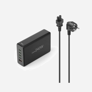 Hama Chargeur Secteur Multi-Ports USB 5 Sorties 240W Noir - 4x USB-C Power Delivery + 1x USB-A Qualcomm Quick Charge 3.0 - GaN - Protection Surcharge/Court-Circuit