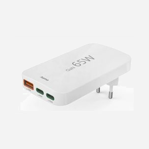 Hama 00201976 Chargeur Secteur 65W GaN, 2x USB-C Power Delivery & Quick Charge 3.0, 1x USB-A, 110-240V, Protection Surtension/Court-circuit
