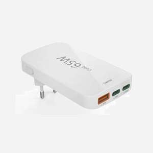 Hama 00201976 Chargeur Secteur 65W GaN, 2x USB-C Power Delivery & Quick Charge 3.0, 1x USB-A, 110-240V, Protection Surtension/Court-circuit - Miniature 2