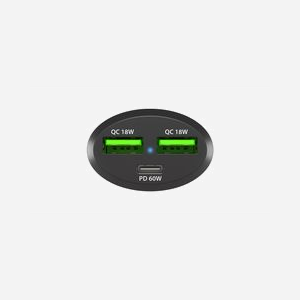 Chargeur Allume-Cigare Universel NATEC NUC-1981, 2x USB-A 3.2 Gen 1, 1x USB-C Quick Charge 3.0, Power Delivery 60W, 12-24V, Protection Surtension/Surintensité/Surchauffe - Miniature 2