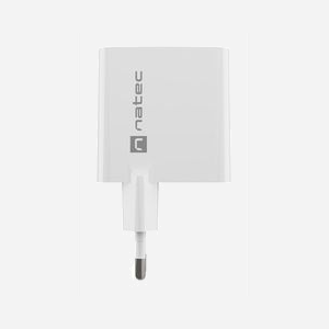NATEC Chargeur Secteur Universel NUC-2144 Blanc - USB-C Power Delivery 3.0 & USB-A Quick Charge 3.0 65W GaN - PPS - Protection Surtension/Surintensité - Miniature 3