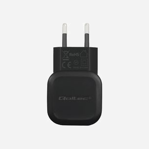 Qoltec 50195 Chargeur Secteur/CC/USB 5V 2.4A 12W pour Smartphone & Tablette, câble USB/Micro-USB 1m, protections Surtension/Surchauffe, Noir - Miniature 2