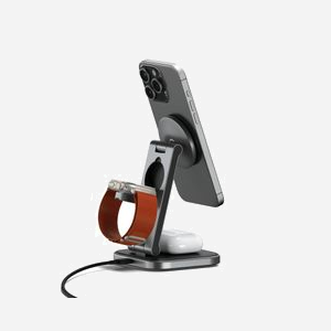 Satechi ST-Q31FM-EA : Chargeur USB-C & Sans Fil 15W pour Casques, Smartphones, Smartwatches - Compatibilité iPhone, Apple Watch, AirPods - Gris/Noir - Miniature 3
