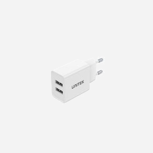 UNITEK P1113A-EU : Chargeur secteur Universel 2 ports USB 2.0, 5V/2.4A (12W), Charge rapide, Entrée 100-240V, Blanc, 37.7x78x24.5mm - Miniature 2