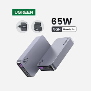 Ugreen Nexode Pro 65W GaN Travel Charger Intérieure - Chargeur secteur Ugreen 25356, alimentation 65 Watts, technologie GaN pour charge rapide et efficace.