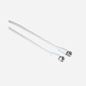 Câble Coaxial Hama 00205037 1.5m Connecteur F/F Mâle/Mâle Droit Blanc Blindage Magnétique 75 dB Manteau Aluminium - Miniature 1