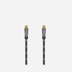 Câble Coaxial Hama 00205077 1.5m Connecteurs F/F Mâle Plaqué Or 120dB Blindé Noir/Gris - Connecteurs Droit, Gaine TPE/Tissu - Miniature 1