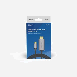 Câble Savio CL-171 USB-C vers HDMI Type A (Standard) 2.0b, 2m, connecteurs plaqués cuivre, USB-C Femelle vers HDMI Mâle, couleur Noir. - Miniature 2