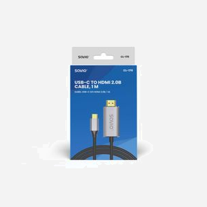 Savio CL-170 Adaptateur Vidéo USB Type-C vers HDMI 2.0b, Résolution 4096x2160@60Hz, HDCP 1.4/2.3, USB 3.2 Gen 2, Câble 1m - Miniature 2