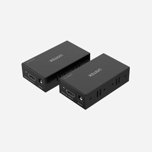 UNITEK V100A : Émetteur réseau HDMI Cat6, portée 60m, RJ-45, 5V 1A, dimensions 81x43x22mm, indicateur d'état, adaptateur secteur inclus, kit de 2 pièces. - Miniature 2