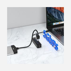 UNITEK uHUB Q4 - Hub USB 3.2 Gen 1 Type-C 4 Ports Type-A + 1 Port Type-C - 5000 Mbit/s - ABS Noir - Alimentation USB 5V/2A - 86.8x26x17mm - Miniature 4