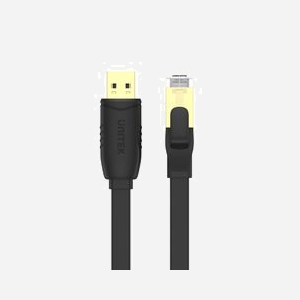 UNITEK Y-SP02001B Adaptateur Réseau USB Type-A vers RJ-45 18m, contacts plaqués or, câble plat PVC, AWG 26, Noir, Plug and Play, blindage connecteur - Miniature 3
