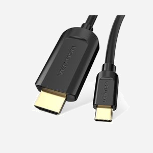 Vention CGUBG : Câble USB Type-C vers HDMI 1.4 (M/M) 1.5m, 3840x2160 30Hz, contacts Or, triple blindage, cuivre étamé, AWG32, noir