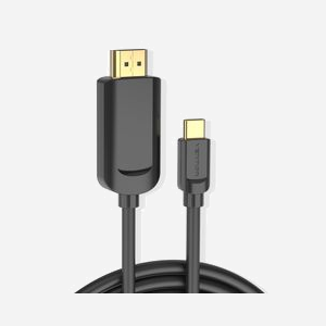 Vention CGUBG : Câble USB Type-C vers HDMI 1.4 (M/M) 1.5m, 3840x2160 30Hz, contacts Or, triple blindage, cuivre étamé, AWG32, noir - Miniature 2