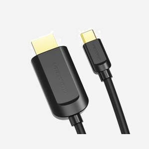 Vention CGUBG : Câble USB Type-C vers HDMI 1.4 (M/M) 1.5m, 3840x2160 30Hz, contacts Or, triple blindage, cuivre étamé, AWG32, noir - Miniature 3