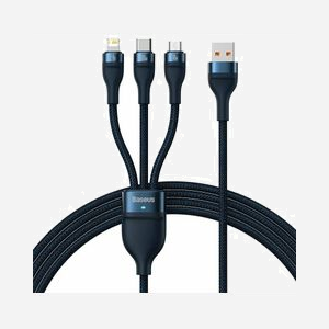 Baseus CASS030003 Câble USB 1.2m Bleu - USB A Mâle vers USB C/Micro USB-A/Lightning Mâle, Power Delivery jusqu'à 100W