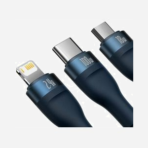 Baseus CASS030003 Câble USB 1.2m Bleu - USB A Mâle vers USB C/Micro USB-A/Lightning Mâle, Power Delivery jusqu'à 100W - Miniature 2