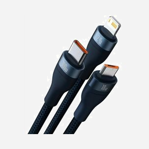 Baseus CASS030003 Câble USB 1.2m Bleu - USB A Mâle vers USB C/Micro USB-A/Lightning Mâle, Power Delivery jusqu'à 100W - Miniature 3
