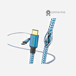 Hama Câble USB-C vers USB-C 2.0 Bleu 1.5m - Contacts Or, Nylon, Aluminium - Transfert 0.48 Gbit/s, Courant 3A - Réf: 00201557 - Miniature 1