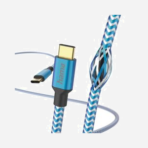 Hama Câble USB-C vers USB-C 2.0 Bleu 1.5m - Contacts Or, Nylon, Aluminium - Transfert 0.48 Gbit/s, Courant 3A - Réf: 00201557 - Miniature 2