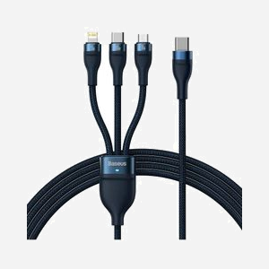 Baseus Câble USB-C vers USB-C/Micro-USB B/Lightning 1.5m Bleu - USB Power Delivery 100W - Connecteurs Aluminium, Câble Nylon, Charge Rapide