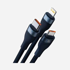 Baseus Câble USB-C vers USB-C/Micro-USB B/Lightning 1.5m Bleu - USB Power Delivery 100W - Connecteurs Aluminium, Câble Nylon, Charge Rapide - Miniature 2