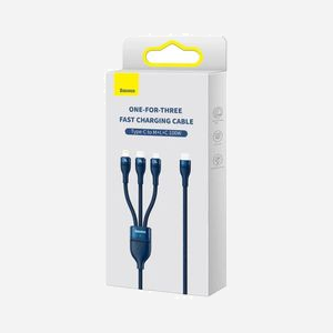 Baseus Câble USB-C vers USB-C/Micro-USB B/Lightning 1.5m Bleu - USB Power Delivery 100W - Connecteurs Aluminium, Câble Nylon, Charge Rapide - Miniature 3