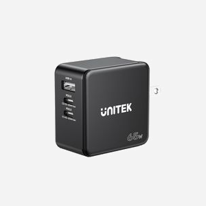 UNITEK P1117B Chargeur Secteur Universel 65W Noir : 2x USB-C Power Delivery 3.1, 1x USB-A 3.2 Gen 1, Quick Charge 3.0, GaN, PPS - Miniature 3