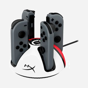 HyperX ChargePlay Quad 2 Station de Charge pour Manettes Nintendo Switch Joy-Con™, Rouge/Blanc, Alimentation USB, Indicateurs LED, Câble USB-C inclus, 117x57mm, 280g - Miniature 3
