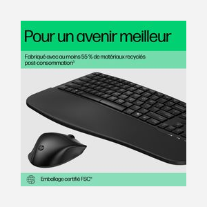 HP Ensemble Clavier et Souris 680 Comfort - QWERTY, RF sans fil + Bluetooth, Souris 4000 DPI, Touches Programmables, Windows/macOS/ChromeOS - Miniature 4