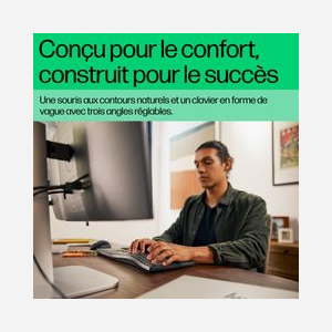 HP Ensemble Clavier et Souris 680 Comfort - QWERTY, RF sans fil + Bluetooth, Souris 4000 DPI, Touches Programmables, Windows/macOS/ChromeOS - Miniature 5