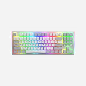 HATOR Gravity TKL Blanc - Clavier Gaming Mécanique USB, Switch HATOR Aurum Orange, QWERTY US, Rétroéclairage LED RGB, Anti-ghosting, ANSI, Windows/macOS/Linux/Android