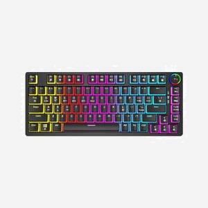 Savio SAVGK-PHENIX RED PUDDING Clavier Gaming 75% USB + RF Wireless + Bluetooth, Switch Mécanique, QWERTY US, Rétroéclairage LED RGB, Anti-ghosting