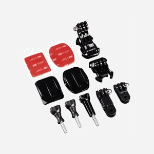 Kit d'accessoires Hama 00004397 pour GoPro : Fixations adhésives 3M, bras pivotant 3 axes, vis de remplacement, noir. Inclut support droit et coudé. - Miniature 1