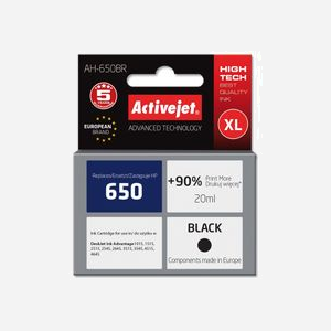 Activejet AH-650BR Encre Noire Pigmentée 20ml Compatible HP 650 CZ101AE (XL) - Rendement 690 Pages - Compatible HP Deskjet Ink Advantage - Miniature 1