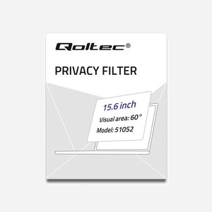 Qoltec 51052 Filtre Anti-Reflet et Confidentialité 15.6" (39.6cm) Format 16:9 pour Ordinateur Portable, Dimensions 345.4x194.3mm, Transparent - Miniature 2