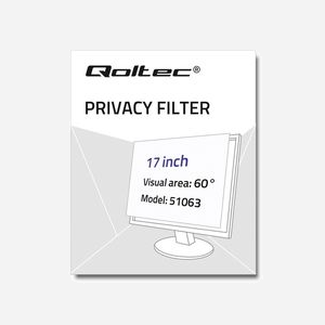 Qoltec 51063 : Filtre de confidentialité 17" (43.2cm) 16:9, Dimensions 339x271mm, Noir, Protection LCD, Orientation paysage - Miniature 2