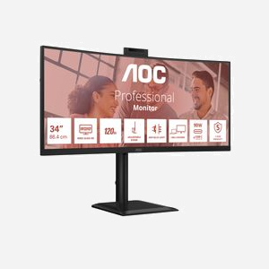 AOC CU34E4CW Moniteur PC LED 34" UltraWide Quad HD 3440x1440 120Hz VA 4ms HDR10 Hub USB 3.2 Gen 1, Webcam 5MP, Speaker 10W, USB-C 90W - Miniature 5