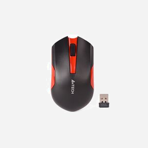 A4Tech Souris G3-200N Ambidextre RF sans fil Optique 1000 DPI, 3 Boutons, Molette Verticale, Récepteur Nano, Compatible Windows, Noir/Rouge - Miniature 1