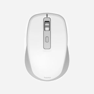 Hama WM-450 Souris Optique 1600 DPI Sans Fil RF + Bluetooth 5.2, 7 Boutons Programmables, Droitier, Blanc, 2.4GHz, Windows/macOS/Android/iOS