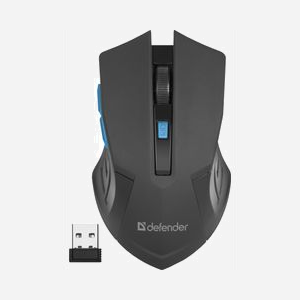 Defender ACCURA MM-275 Souris Optique sans Fil RF 1600 DPI 6 Boutons Noir/Bleu Droitier avec Récepteur USB Type-A - Windows/macOS/Linux