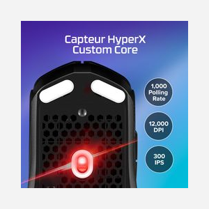 HyperX Pulsefire Haste 2 Core - Souris Gaming sans Fil, 12000 DPI, 6 Boutons, 1000 Hz, Ambidextre, PTFE, Autonomie 100h, Noir - 8R2E6AA - Miniature 4