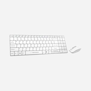 Esperanza EK122W Ensemble Clavier QWERTY et Souris sans Fil RF 2.4 GHz Blanc, Taille Réelle (100%), Pavé Numérique, Récepteur Nano Inclus