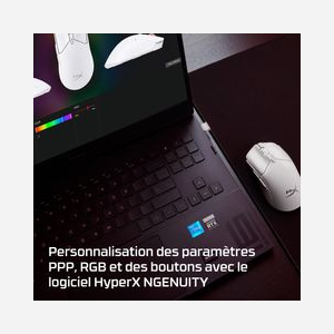 HyperX Pulsefire Haste 2 Mini Souris Gamer Sans Fil Blanc - Capteur 26000 DPI, 6 Boutons Programmables, 100M Clics, 59g, 2.4GHz/Bluetooth 5.1 - Miniature 4