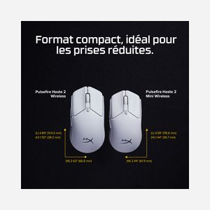 HyperX Pulsefire Haste 2 Mini Souris Gamer Sans Fil Blanc - Capteur 26000 DPI, 6 Boutons Programmables, 100M Clics, 59g, 2.4GHz/Bluetooth 5.1 - Miniature 5