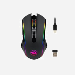 Souris REDRAGON M910-KS Ranger RF Wireless + USB Type-C, 9 boutons, 1000 Hz, Noir, 10M clics, Batterie/Câble, Câble 1.8m, 124.5x72.4x39.8mm, 139g - Miniature 2